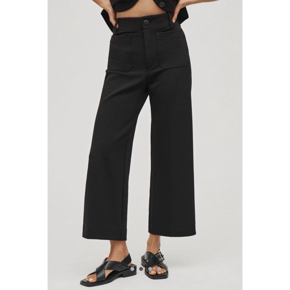 Anthropologie Black Wide-Leg Cropped Pants